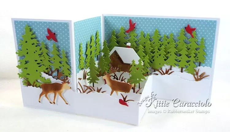 Z Fold Winter Scene Card Kittie Kraft