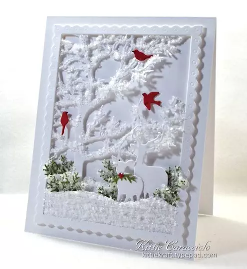 White on White Snowy Forest Scene - Kittie Kraft