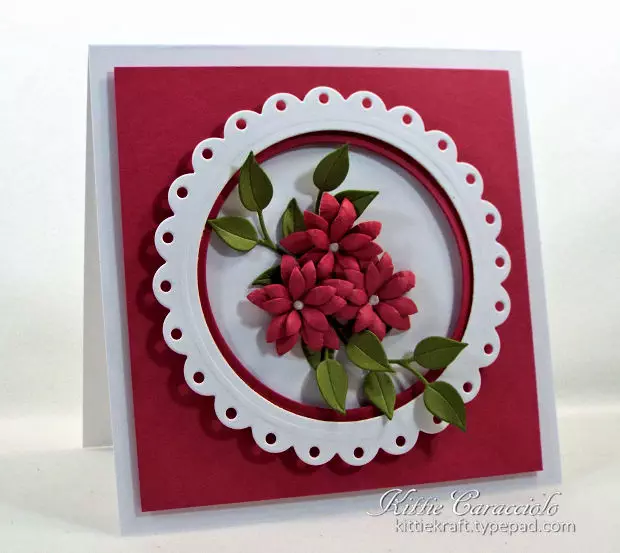 Eyelet Framed Die Cut Flower Card - Kittie Kraft