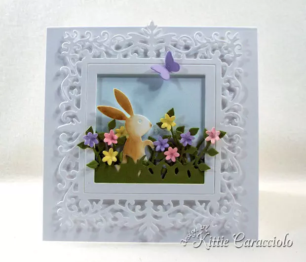 Making an Easter bunny spring scene with flowers is fast and easy.