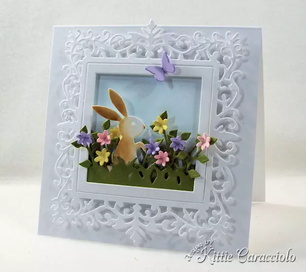 Making an Easter bunny spring scene with flowers is lots of fun.