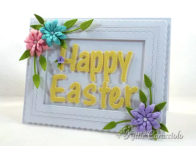 A Happy Easter card with flowers is so easy to make.