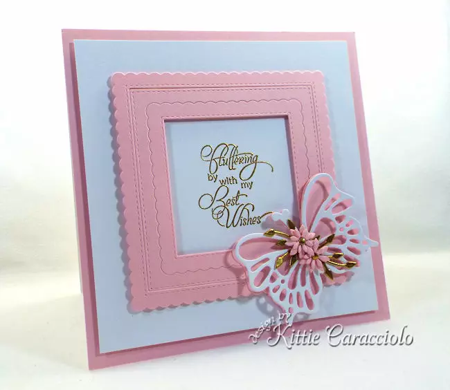 A card with die cut butterflfy wings and flowers is so pretty and elegant.