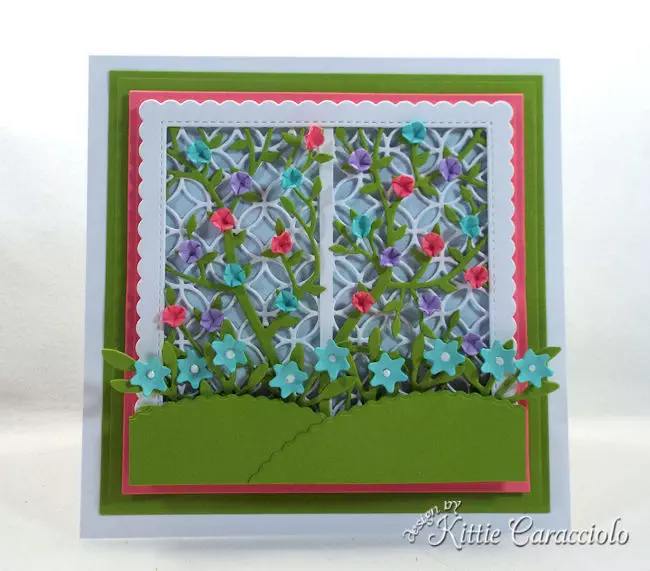 Create a pretty card front using a garden lattice die for a friend who loves gardening.