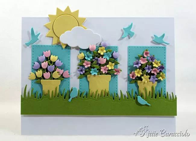 Come see how I made this bright die cut sunshine scene.