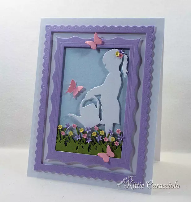 Create a feminine card front using girl silhouette die cuts for birthday cards.