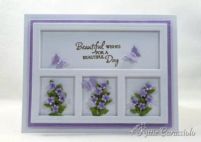 Create a gorgeous any occasion card with a lovely sentiment and framed die cut flower bouquets.