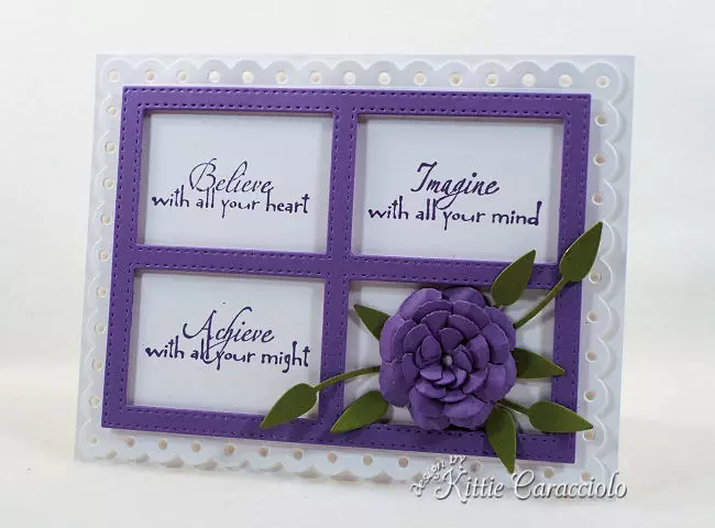 Come see how I made this inspirational die cut framed sentiment and flower arrangement project.
