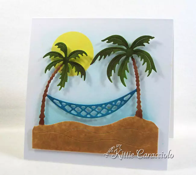 Come see how I made this clean and simple die cut tropical palm trees scene.
