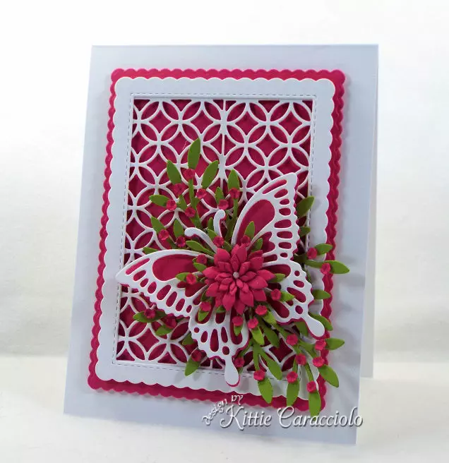 Come see how I made this elegant lattice and butterfly with flowers card.