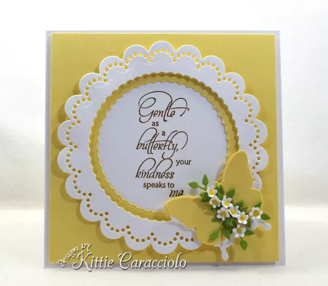 Come see how I made this pretty scalloped frame with butterfly and flowers thank you card .