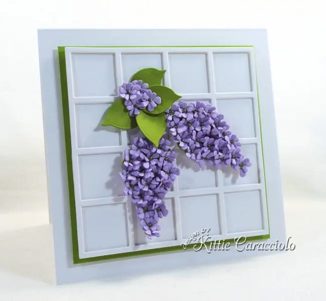 Come see how I used Susan's Garden Notes die cut lilac set to make this pretty framed flower card.