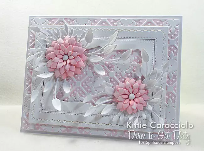 Come see how I made this beautiful paper flowers card with embossed background.