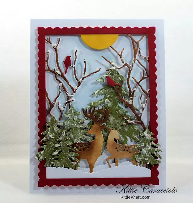 Come check out how I made this pretty die cut snow scene with deer.