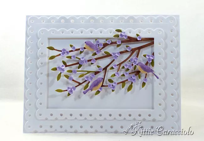 Come see how I made my pretty die cut birds and flower branches card.