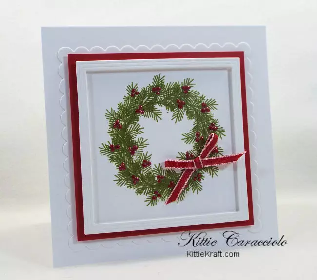 Die Cut and Stamped Wreath Christmas Cards - Kittie Kraft
