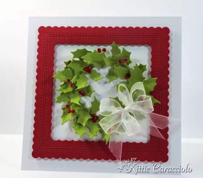 Come see how I made this framed die cut holly wreath.