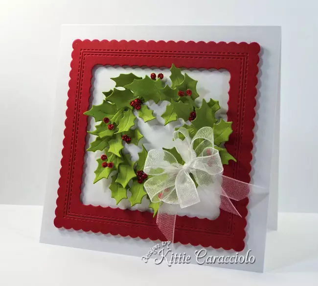 Come see how I made this pretty die cut holly wreath.