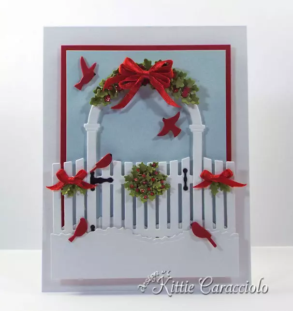 Come see how I made this festive  Christmas gate and arbor scene.