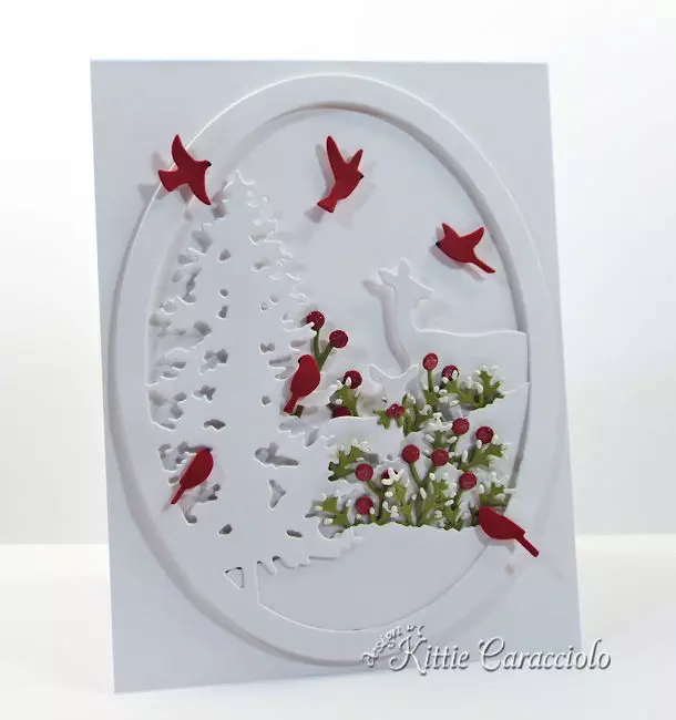 Die Cut Deer And Pine Scene - Kittie Kraft