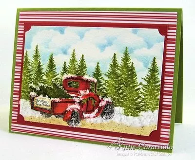 Come check out how I made these snowy old truck winter scenes using Rubbernecker Old Truck stamp and die sets.