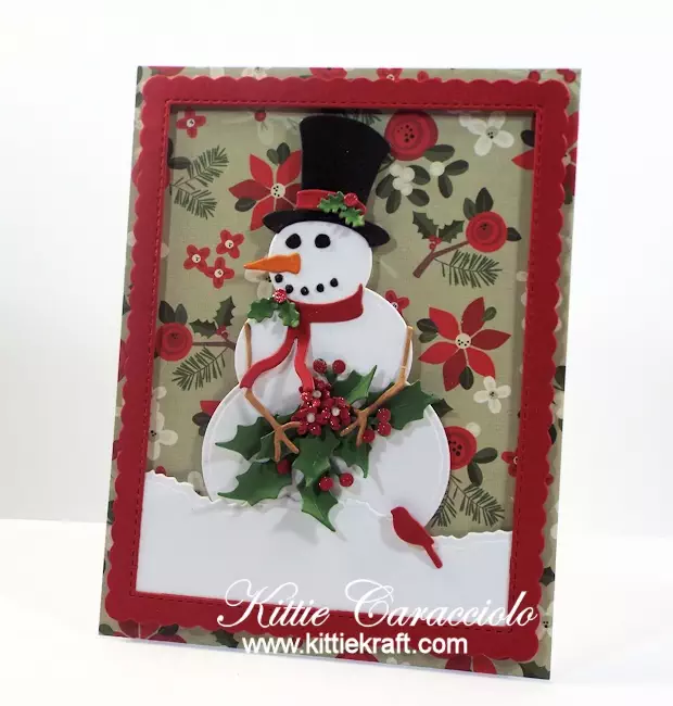 Come see how I made this die cut snowman and holly card.