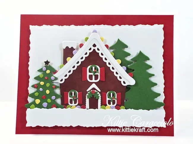 Come see how I made this festive gingerbread house scene card.