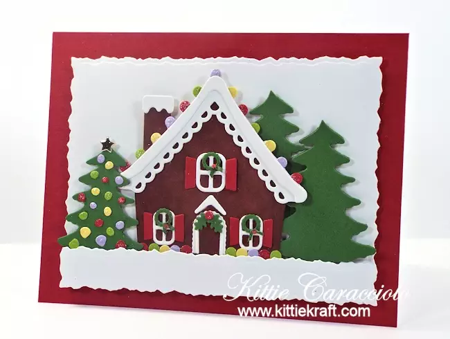 Come see how I made this gingerbread house scene card.