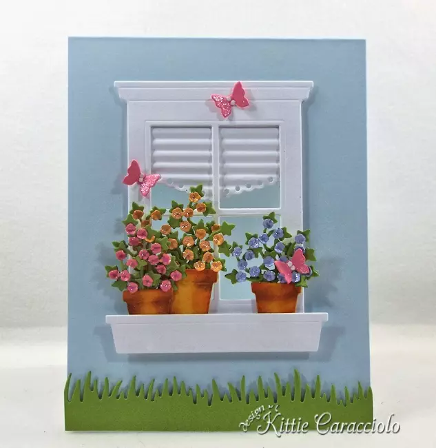 Come see how I made this pretty clean and simple die cut window and flower pots card.