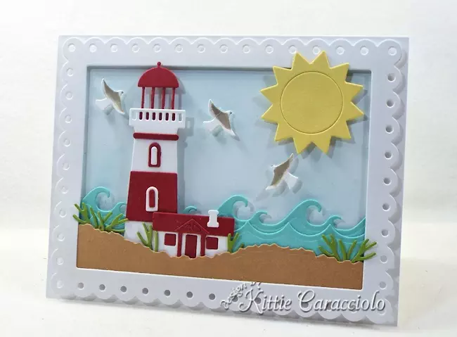 Come see how I made this die cut lighthouse scene