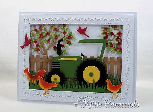 Come see how I made this die cut tractor scene.