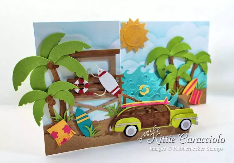 Beach Z Fold Box Card - Kittie Kraft