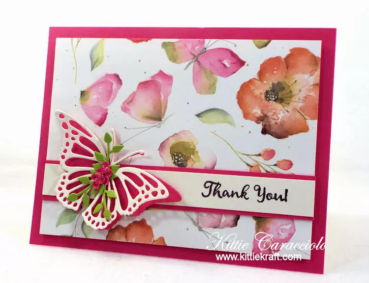 Come see how I made this clean and simple butterfly and watercolor flowers card.