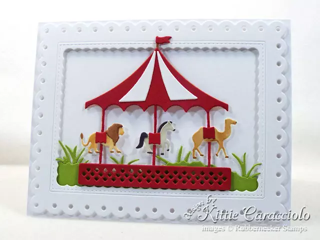 Come see how I made this die cut carousel card.