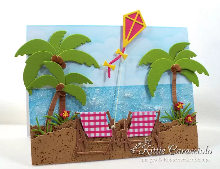 Come see how I made this fun beach chairs scene card.