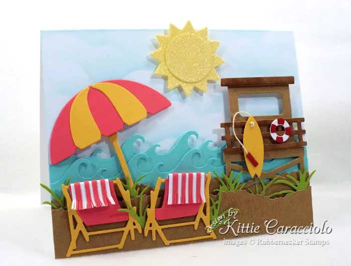 Come check out how I made this colorful beach chairs and umbrella card.