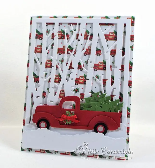Come see how I made this Christmas tree truck card.