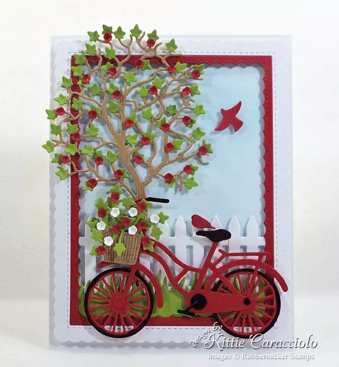 Bicycle and Tree Scene Card - Kittie Kraft