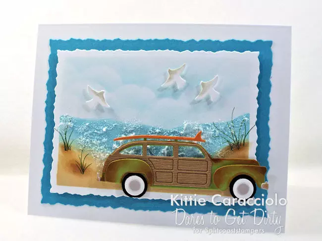 Come see how I made this beach scene with vintage woody card.