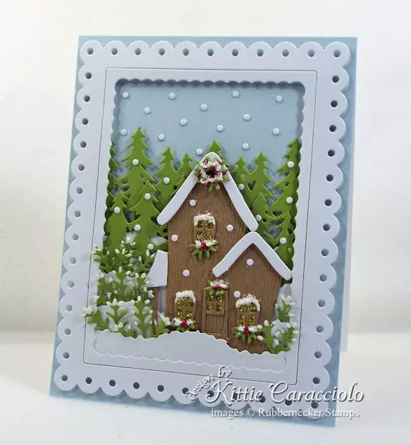 Come see how I made this snowy christmas house scene card.