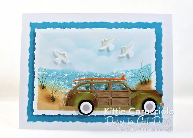 Come see how I made this sparkling beach scene with vintage woody card.