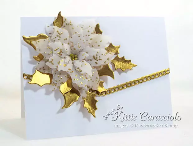 Come see how I made this gold embossed vellum poinsettia card.