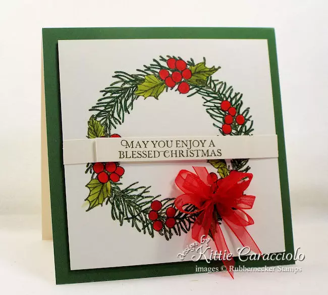 Clean and Simple Christmas Wreath Card - Kittie Kraft