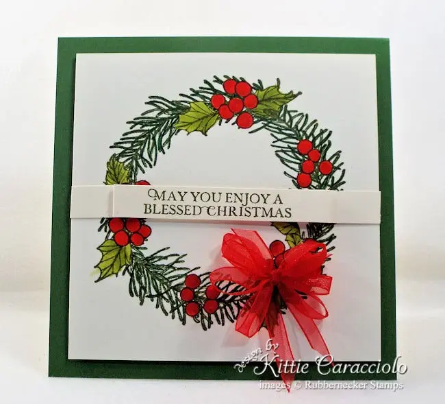 Clean and Simple Christmas Wreath Card - Kittie Kraft