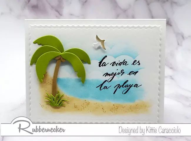Come check out my pretty beach card made using one of the Spanish phrases from Rubbernecker