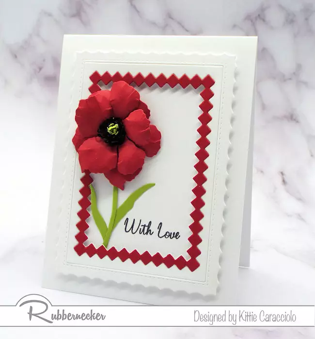 Making a 3D paper  poppy is easy and makes a beautiful focal image on a clean and simple card.  Click thru to see how I formed this pretty flower.
