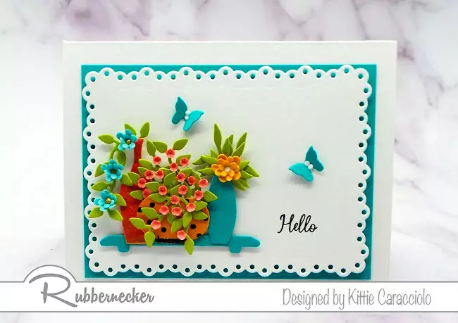 The new Rubbernecker die cut flower vases creates so many wonderful cardmaking oppotunities.  Click thru to see how I cam up with this card design.