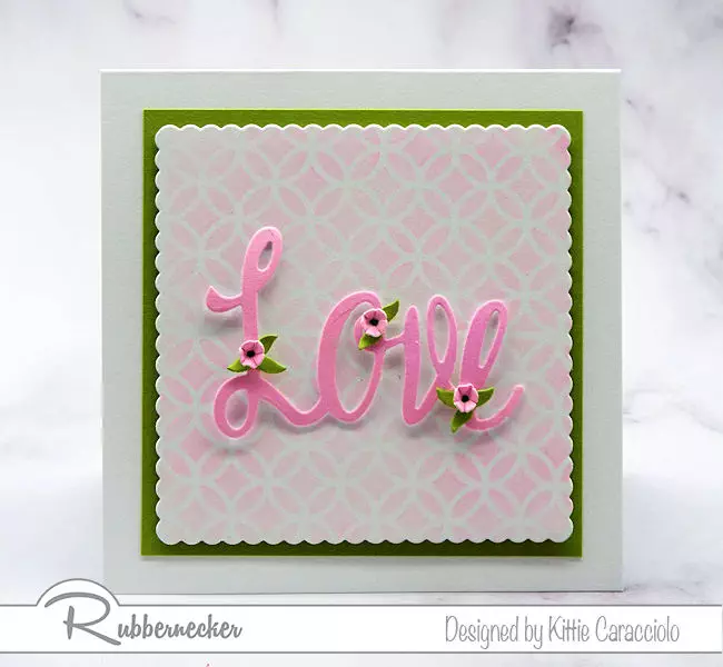 Large scriot word dies create such an interesting focal point on clean and simple cards.  Let me show you how I embellish with small leaves and flowers.