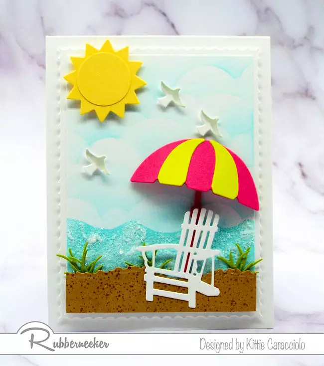 Come over to my beach scene post to see my tutorial on how to create seafoam with embossing paste and clear glitter.