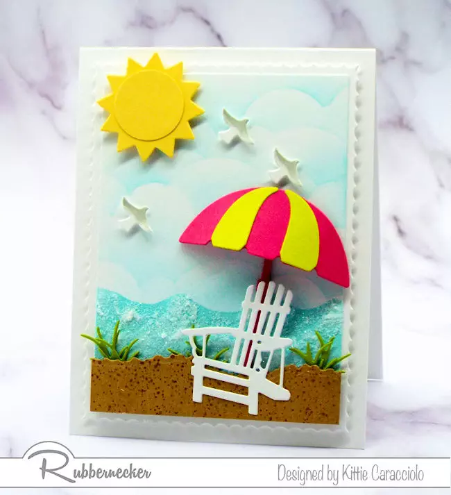 Come over to my beach scene post to see my tutorial on how to create seafoam with embossing paste and sparkly clear glitter.